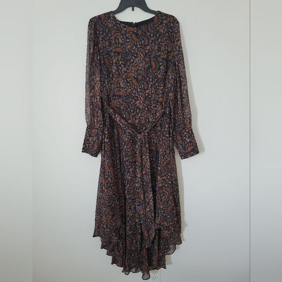 NWOT Halogen Paisley Handkerchief  Hem Long Sleeve Maxi Dress - Picture 4 of 9